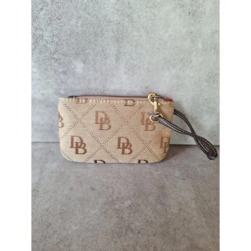 Dooney & Bourke signature monogram jacquard zip wristlet pouch wallet card bag